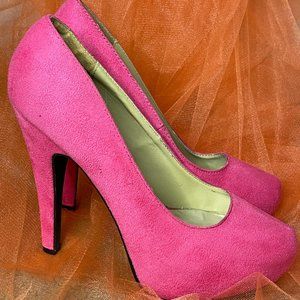 NWOT- Hot Pink Suede Platform Heel. I  Never Wore Them. Are sized a little small
